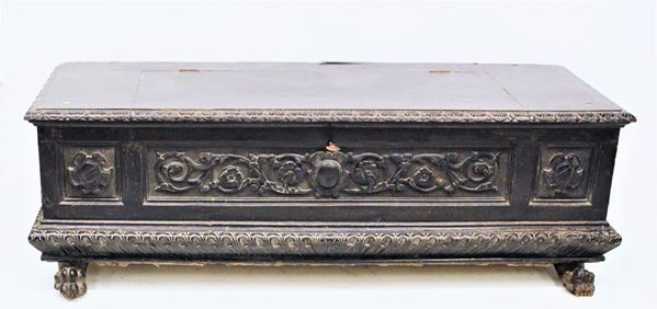 Cassapanca, stile Rinascimento,  - Asta GIOIELLI, ARGENTI, DIPINTI E OGGETTI D'ARTE ANTICA E CONTEMPORANEA - Poggio Bracciolini Casa d'Aste