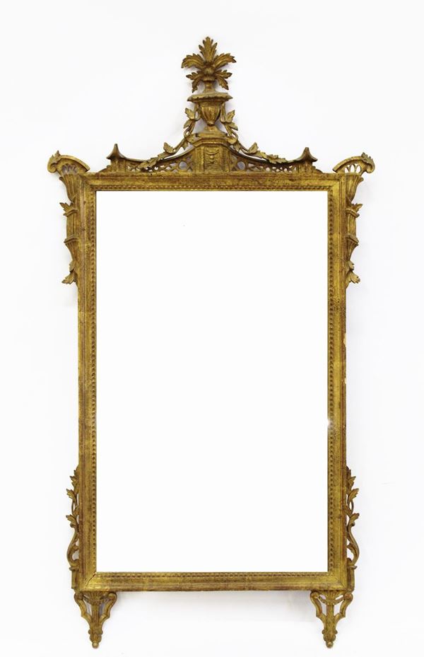 Specchiera, in stile700, in legno intagliato e dorato, luce rettangolare,&nbsp;