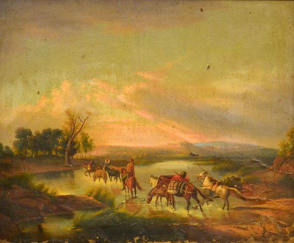 Scuola Inglese, sec. XIX  - Asta GIOIELLI, ARGENTI, DIPINTI E OGGETTI D'ARTE ANTICA E CONTEMPORANEA - Poggio Bracciolini Casa d'Aste
