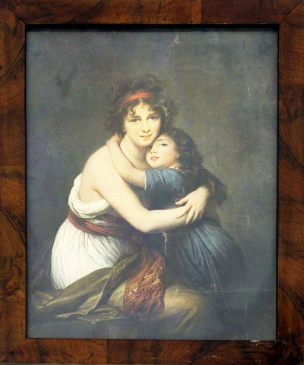 Oleografia sec. XIX, raffigurante Elisabeth Louise Vigee-Lebrun con la    