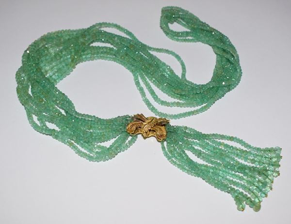 COLLANA IN ORO GIALLO E SMERALDI