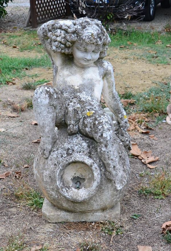 Scultura da esterno, sec. XX, in pietra, raffigurante Bacchino, alt. cm 90