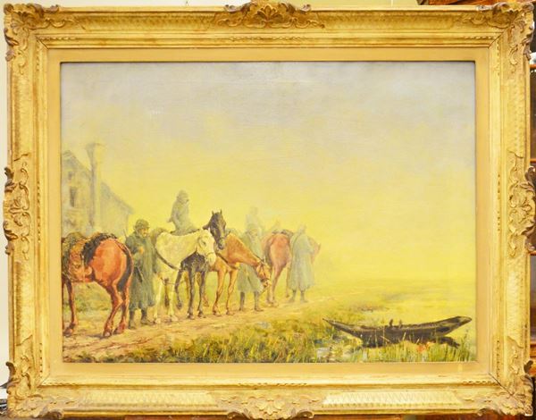 Scuola italiana, sec. XX  - Asta GIOIELLI, ARGENTI, ARREDI, OGGETTI D'ARTE E DIPINTI - Poggio Bracciolini Casa d'Aste