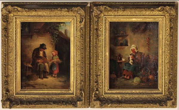 Scuola fiamminga, sec. XIX  - Asta GIOIELLI, ARGENTI, ARREDI, OGGETTI D'ARTE E DIPINTI - Poggio Bracciolini Casa d'Aste