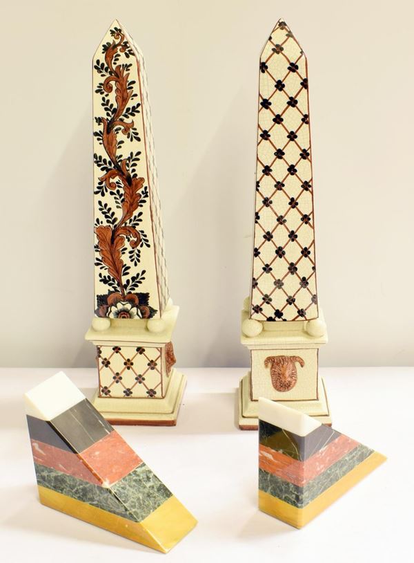 Due obelischi , sec. XX                                                     - Asta ASTA A TEMPO- GIOIELLI, ARREDI D'ANTIQUARIATO, DIPINTI E SCULTURE - Poggio Bracciolini Casa d'Aste