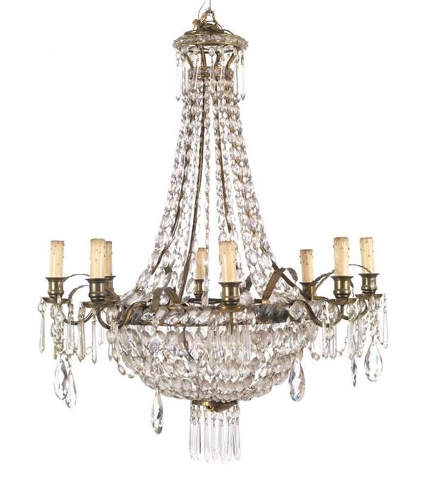 Lampadario a mongolfiera, toscana, sec. XIX                               