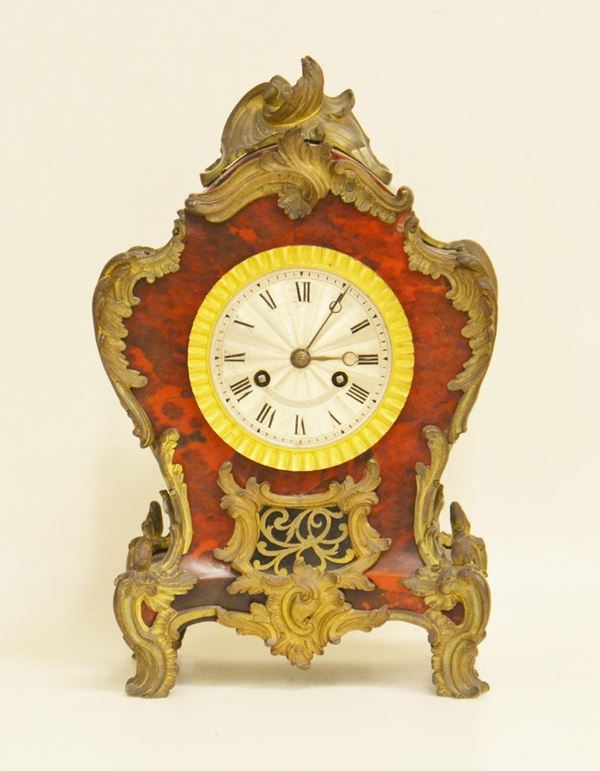 Orologio da tavolo, in stile boulle, mostra circolare, rapporti in metallo