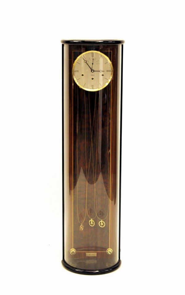 Orologio da parete, sec. XX, Kieninger, cassa in legno ebanizzato, fronte&nbsp;