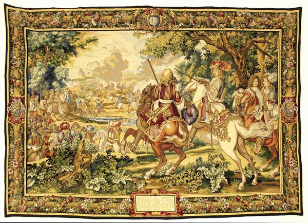 Arazzo, sec. XX, dal cartone di Frans Van der Meulen, raffigurante la&nbsp;&nbsp;&nbsp;&nbsp;&nbsp;