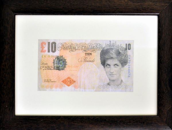 Stampa offset Banksy, rappresentante banconota da dieci sterline, cm&nbsp;&nbsp;&nbsp;&nbsp;&nbsp;&nbsp;