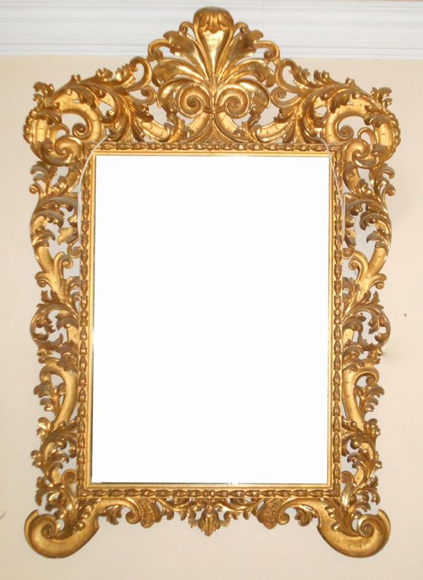 Grande specchiera, Firenze, sec. XIX, in legno intagliato e dorato, luce&nbsp;&nbsp;