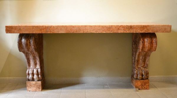 Consolle murale, Roma, in marmo di Verona,                                  - Asta ASTA A TEMPO- GIOIELLI, ARREDI D'ANTIQUARIATO, DIPINTI E SCULTURE - Poggio Bracciolini Casa d'Aste