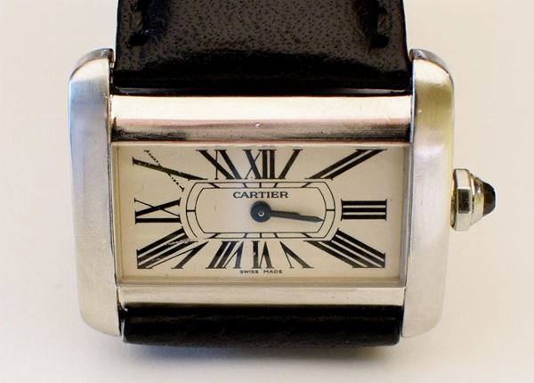 OROLOGIO CARTIER DIVAN IN ACCIAIO  - Asta ANTIQUARIATO, COLLEZIONISMO E GIOIELLI - Poggio Bracciolini Casa d'Aste