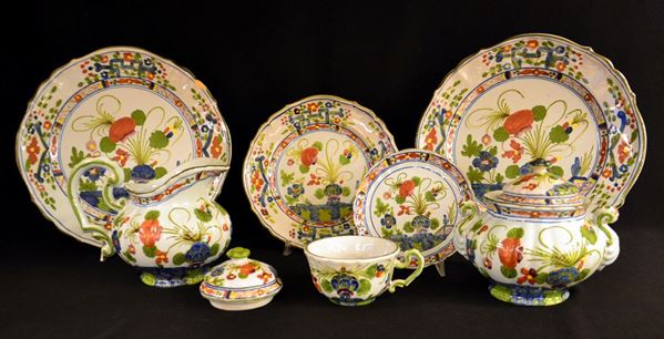 Servito da caff&egrave;, manifattura Garofalo, Faenza, in maiolica