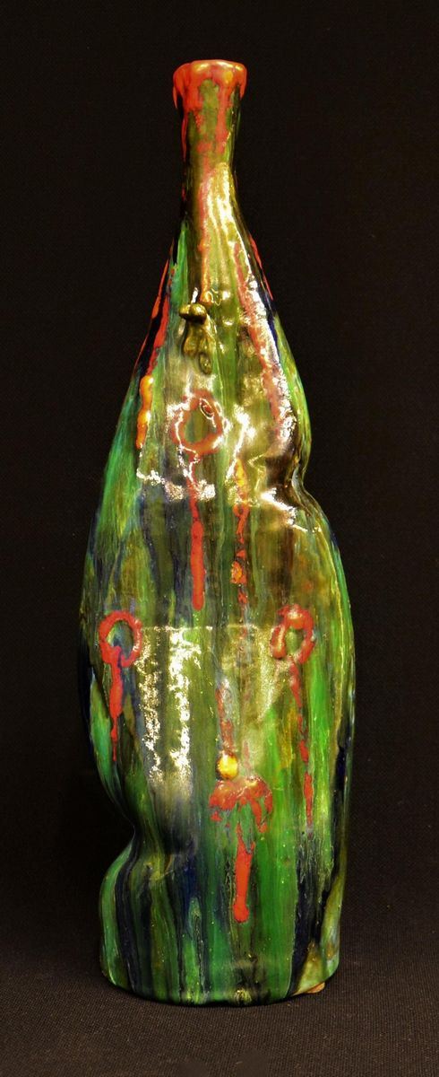 Vaso, Manifattura Arnaldo De Santi, Urbino, in ceramica nei toni del verde
