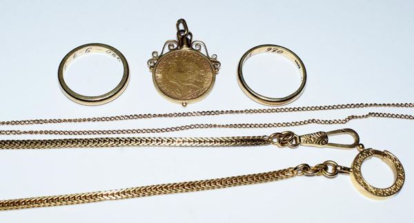 DUE FEDI, COLLANA, CATENA PER OROLOGIO E PENDENTE&nbsp;&nbsp;&nbsp;&nbsp;&nbsp;&nbsp;&nbsp;&nbsp;&nbsp;&nbsp;&nbsp;&nbsp;&nbsp;&nbsp;&nbsp;&nbsp;&nbsp;&nbsp;&nbsp;&nbsp;&nbsp;&nbsp;&nbsp;&nbsp;&nbsp;