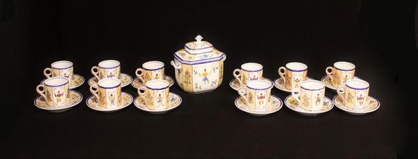 Servito da caffe, arte orientale, in ceramica dipinta in policromia a&nbsp;&nbsp;&nbsp;&nbsp;&nbsp;