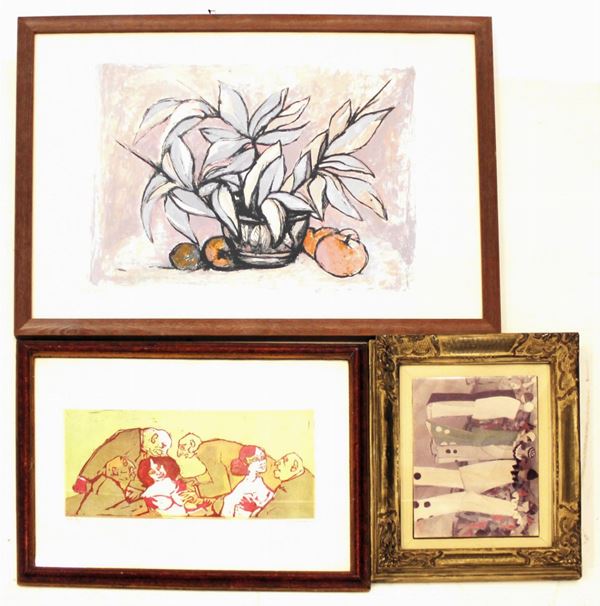 Due litografie ed una fotografia in cornice, sec. XX., autori vari,&nbsp;&nbsp;&nbsp;&nbsp;&nbsp;&nbsp;&nbsp;