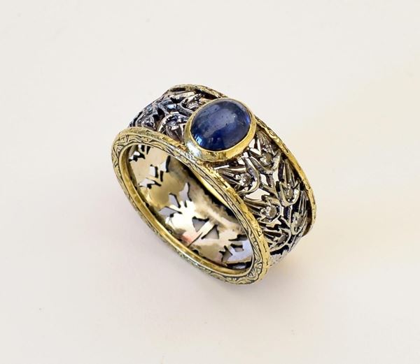 ANELLO IN ORO GIALLO,ORO BIANCO,DIAMANTI                                  