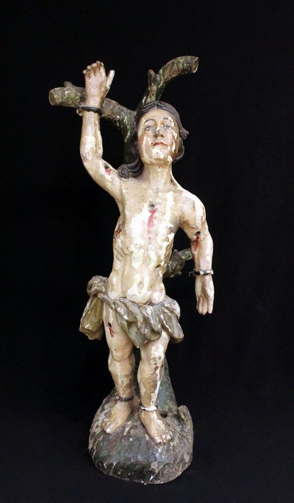 Scultura, Germania, sec. XVII, in legno intagliato e laccato raffigurante&nbsp;