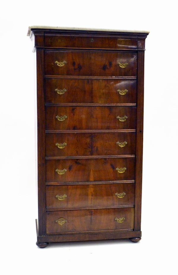 Settimino, sec. XIX, in noce, piano in marmo, cm 93x50x170&nbsp;&nbsp;&nbsp;&nbsp;&nbsp;&nbsp;&nbsp;&nbsp;&nbsp;&nbsp;&nbsp;&nbsp;&nbsp;&nbsp;&nbsp;&nbsp;