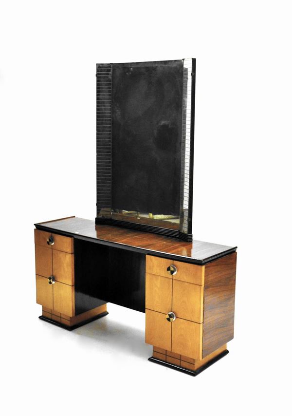 Toilette, art dec&ograve; in faggio e palissandro, corredata da specchio, parte&nbsp;&nbsp;
