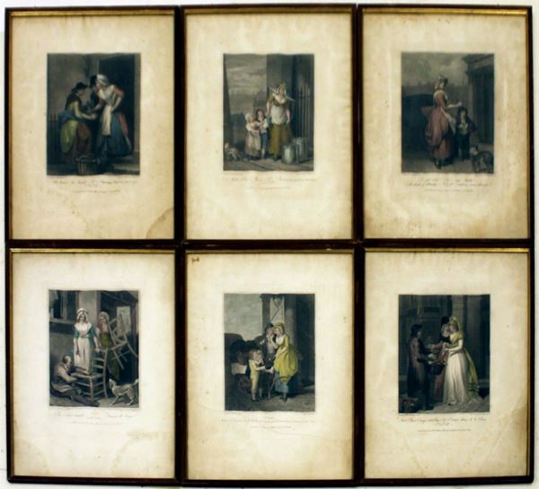 Serie di sei incisioni, Inghilterra, sec. XIX, raffiguranti &quot;Le grida di&nbsp;&nbsp;