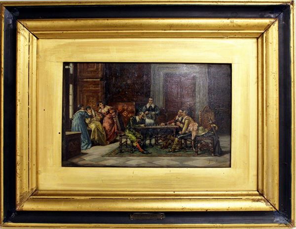 Scuola spagnola, sec. XX                                                    - Asta GIOIELLI, ARREDI D'ANTIQUARIATO, DIPINTI DAL XVI AL XX SECOLO E ARGENTI - Poggio Bracciolini Casa d'Aste