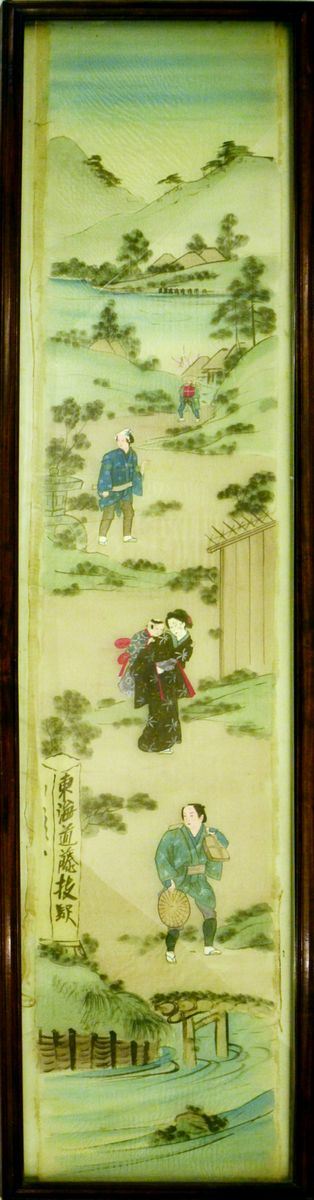 Scroll, Cina, sec. XIX, decorato a figure e scene di genere, cm 47x260,   