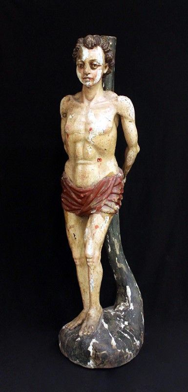 Scultura, Germania, sec. XVIII, in legno intagliato e laccato raffigurante