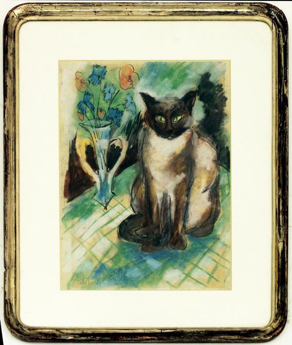 Scuola italiana, sec XX, INTERNO CON SIAMESE,&nbsp;&nbsp;&nbsp;&nbsp;&nbsp;&nbsp;&nbsp;&nbsp;&nbsp;&nbsp;&nbsp;&nbsp;&nbsp;&nbsp;&nbsp;&nbsp;&nbsp;&nbsp;&nbsp;&nbsp;&nbsp;&nbsp;&nbsp;&nbsp;&nbsp;&nbsp;&nbsp;&nbsp;&nbsp;