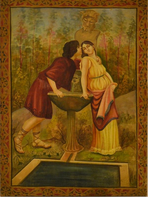 Arazzo, inizi sec. XX, raffigurante Scena Galante,&nbsp;&nbsp;&nbsp;&nbsp;&nbsp;&nbsp;&nbsp;&nbsp;&nbsp;&nbsp;&nbsp;&nbsp;&nbsp;&nbsp;&nbsp;&nbsp;&nbsp;&nbsp;&nbsp;&nbsp;&nbsp;&nbsp;&nbsp;&nbsp;