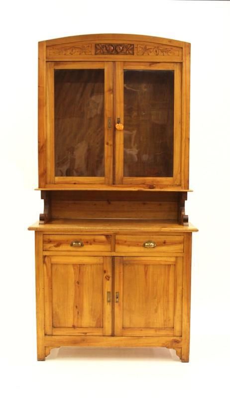 Credenza doppio corpo, sec. XX, in acero, corpo superiore a due sportelli&nbsp;