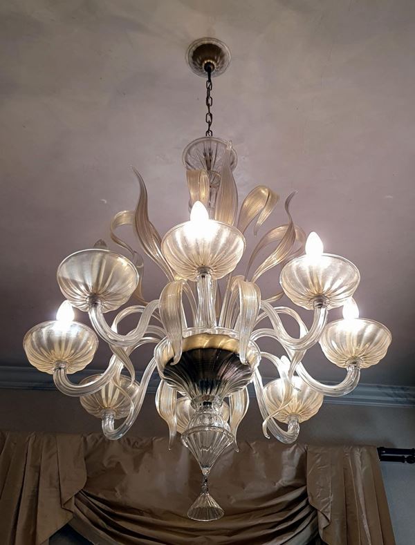 Coppia di lampadari, anni '50, in vetro di Murano, manifattura EffeDue&nbsp;&nbsp;&nbsp;&nbsp;&nbsp;&nbsp;&nbsp;&nbsp;&nbsp;&nbsp;&nbsp;&nbsp;&nbsp;&nbsp;&nbsp;&nbsp;&nbsp;&nbsp;&nbsp;&nbsp;&nbsp;&nbsp;&nbsp;