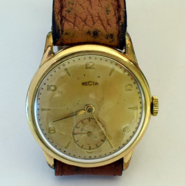 OROLOGIO DA POLSO RECTA IN ORO A BASSO TITOLO                            