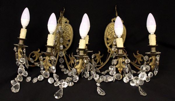Coppia di applique                                                      - Asta GIOIELLI, ARGENTI, ARREDI, OGGETTI D'ARTE E DIPINTI - Poggio Bracciolini Casa d'Aste