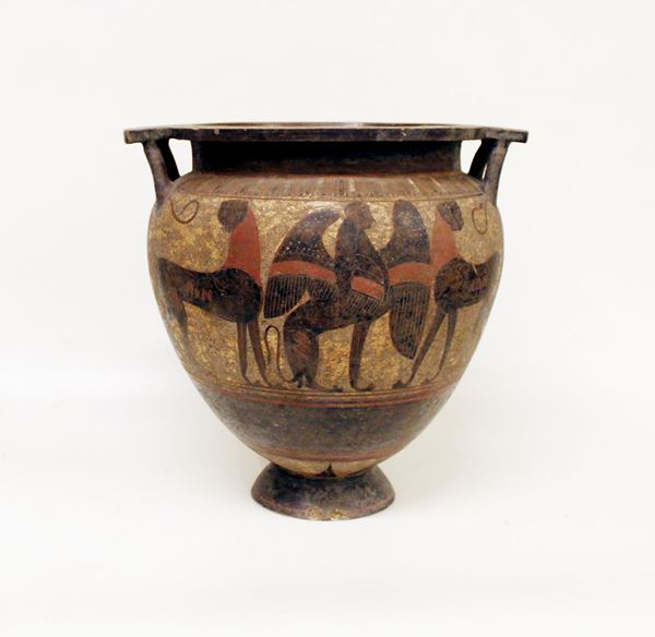 Cratere di gusto archeologico imitante un cratere a colonnette corinzio&nbsp;&nbsp;&nbsp;