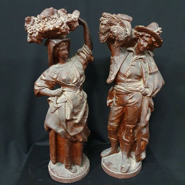Coppia di sculturine, sec. XX                                             