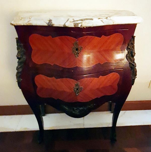 Piccolo cassettone, in stile Luigi XV, in palissandro, due cassetti,&nbsp;&nbsp;&nbsp;&nbsp;&nbsp;&nbsp;
