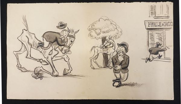 Lotto di nove illustrazioni eseguite da Mario Bazzi (1891-1954)           