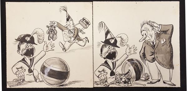 Lotto di sette illustrazioni eseguite da Mario Bazzi (1891-1954)          