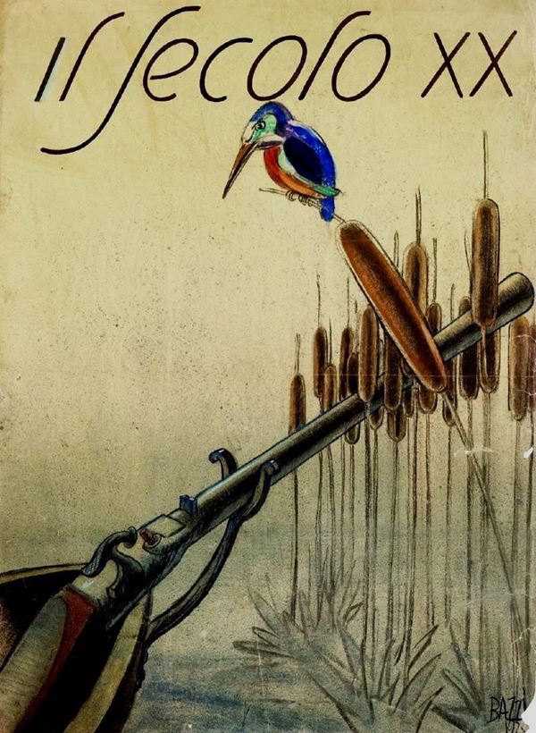 Mario Bazzi (1891-1954) originale di copertina realizzato per la rivista  