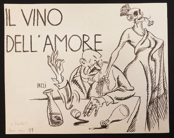 Lotto di nove illustrazioni eseguite da Mario Bazzi (1891-1954) per "Il   