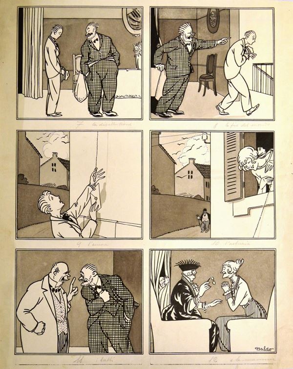 Lotti di sei illustrazioni di cui cinque eseguite da Giovanni Manca       