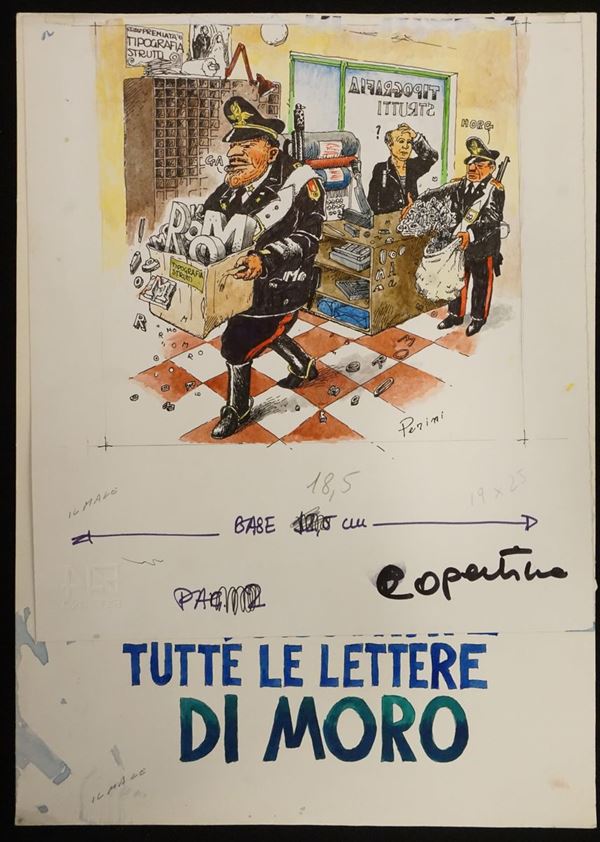 bozzetti di copertina e prima pagina della rivista satirica "Il male" del 4