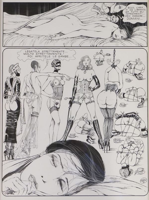 Guido Crepax (1933-2003), Histoire d'Otavola originale in cornice a matita