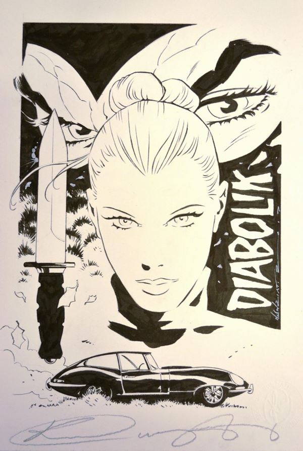 Riccardo NunziatiEVA E DIABOLIK (ILLUSTRAZIONE ORIGINALE VARCHI COMICS    