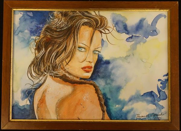 Beniamino del VecchioVOLTO DI DONNAacquerello su carta, cm 28x38 in       