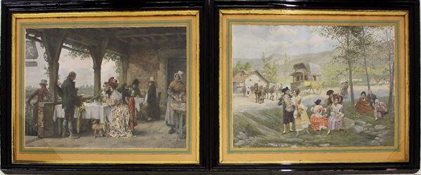 Coppia di stampe sec. XX,                                                   - Asta OPERE E OGGETTI D'ARTE ANTICA E CONTEMPORANEA, GIOIELLI - Poggio Bracciolini Casa d'Aste