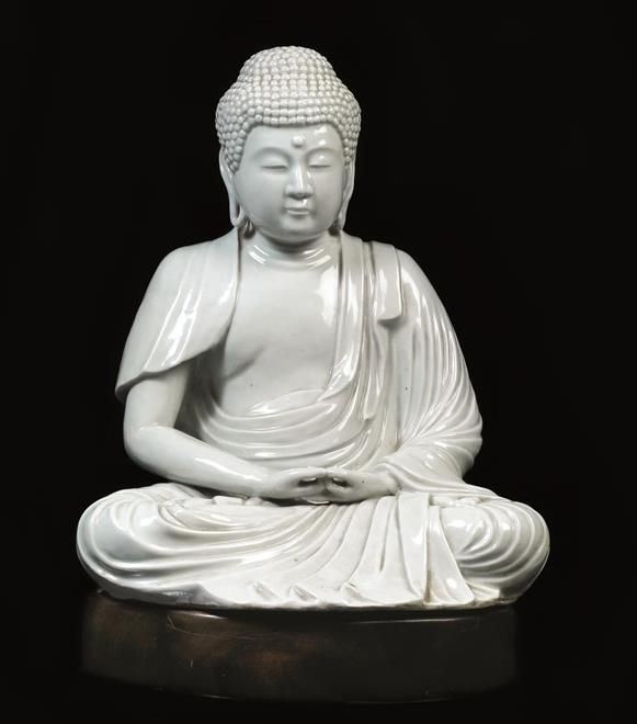 Figura, Cina, sec. XIX, in porcellana bianca raffigurante monaco in&nbsp;&nbsp;&nbsp;&nbsp;&nbsp;&nbsp;&nbsp;